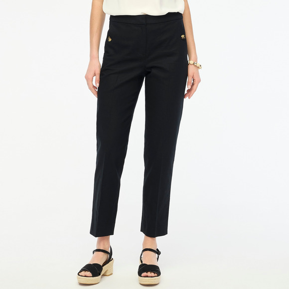 J.Crew Factory Petite elastic-back linen-cotton blend pant P12 - Picture 1 of 2